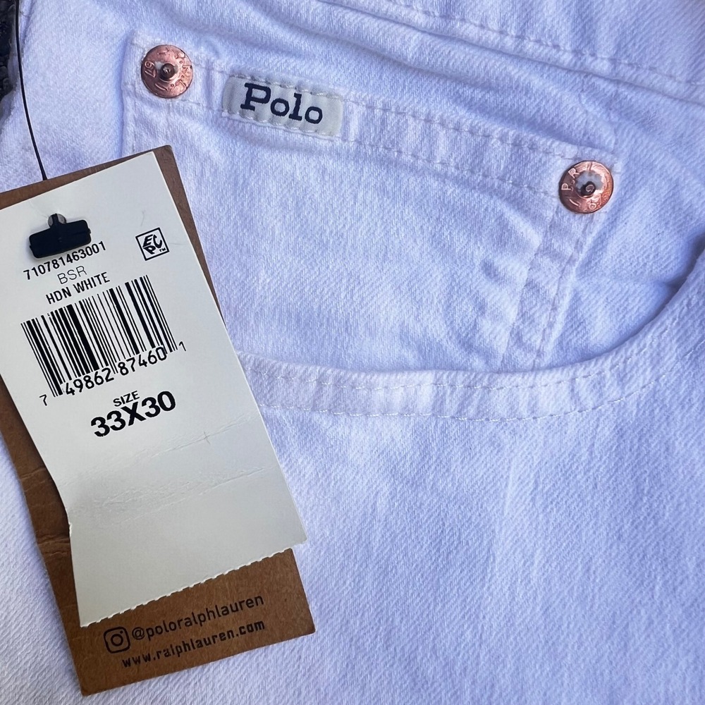 Polo Ralph Lauren Jeans Mens 33x30 White Hampton Relaxed Straight Denim Pant NEW - Picture 3 of 9